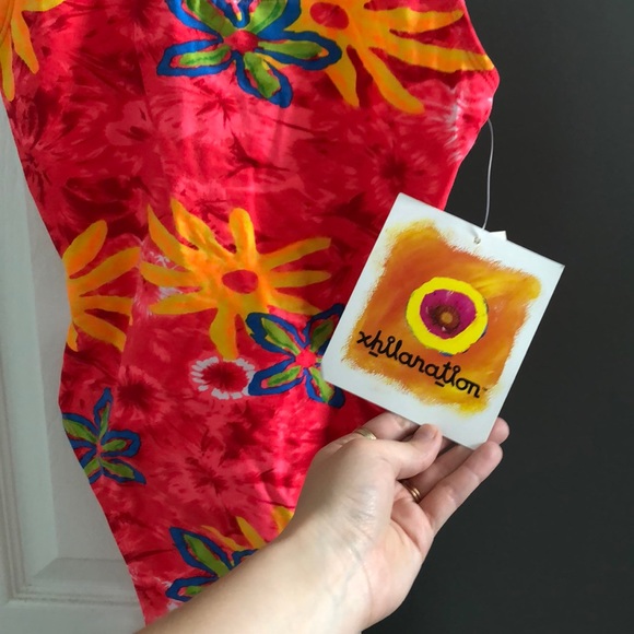 Vintage Y2K Neon Floral Xhilaration One Piece 90s Swim Bikini Beach - Picture 3 of 8